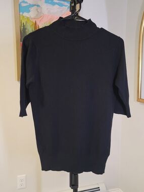 ST MARTINS Cashmere Blend Black Turtleneck Short Sleeve Sweater Women's Size M